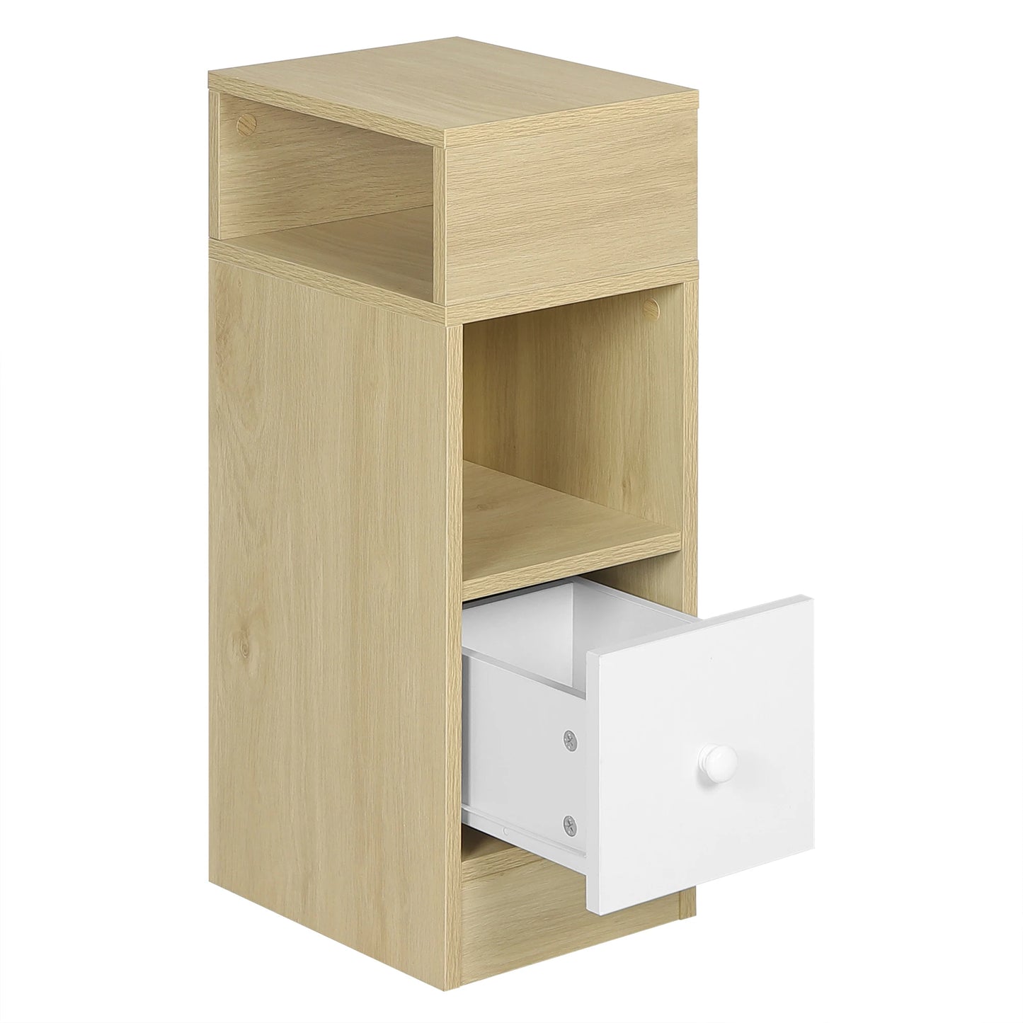 WOLTU 2PCS Narrow Bedside Table Nightstand with Open Shelves