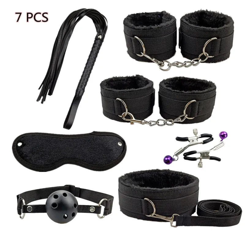 Sex Products BDSM Bondage Set Handcuffs Anal plug Tail