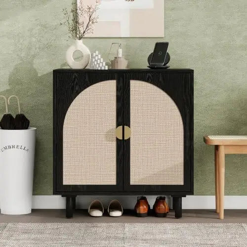 ZHUXIANG Rattan Cabinet - Modern Storage Sideboard