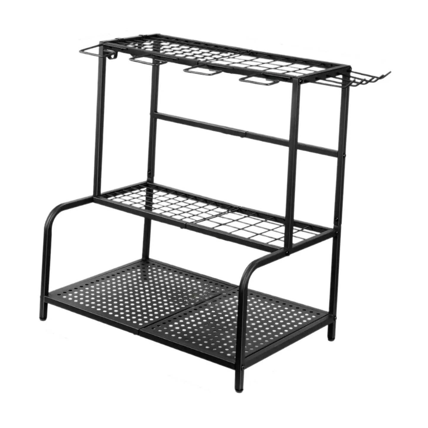 Carbon Steel Garden Tool Organizer - 3-Tier Storage Rack