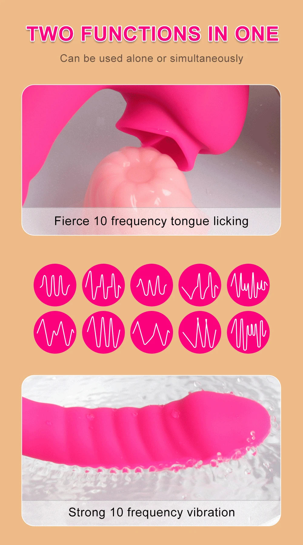 Tongue Licking Vibrator 2 In 1 Adult Women Sex Toys Dildos Vibrators