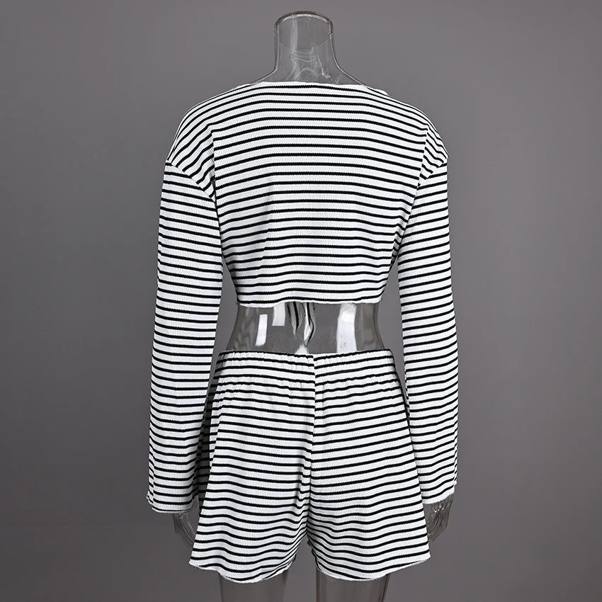 Linad Striped V-Neck Set