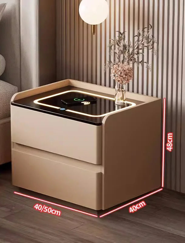 Smart Solid Wood Nightstand with Wireless Charging