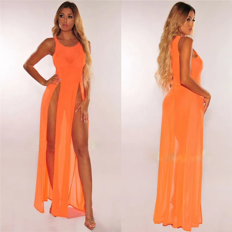 Women's Summer Beach Dress - Sleeveless Chiffon