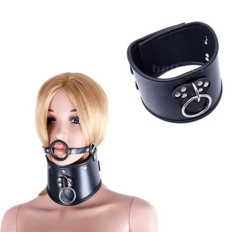 PU Leather Locking Posture Collar Bondage Straighten Up Master sex toy
