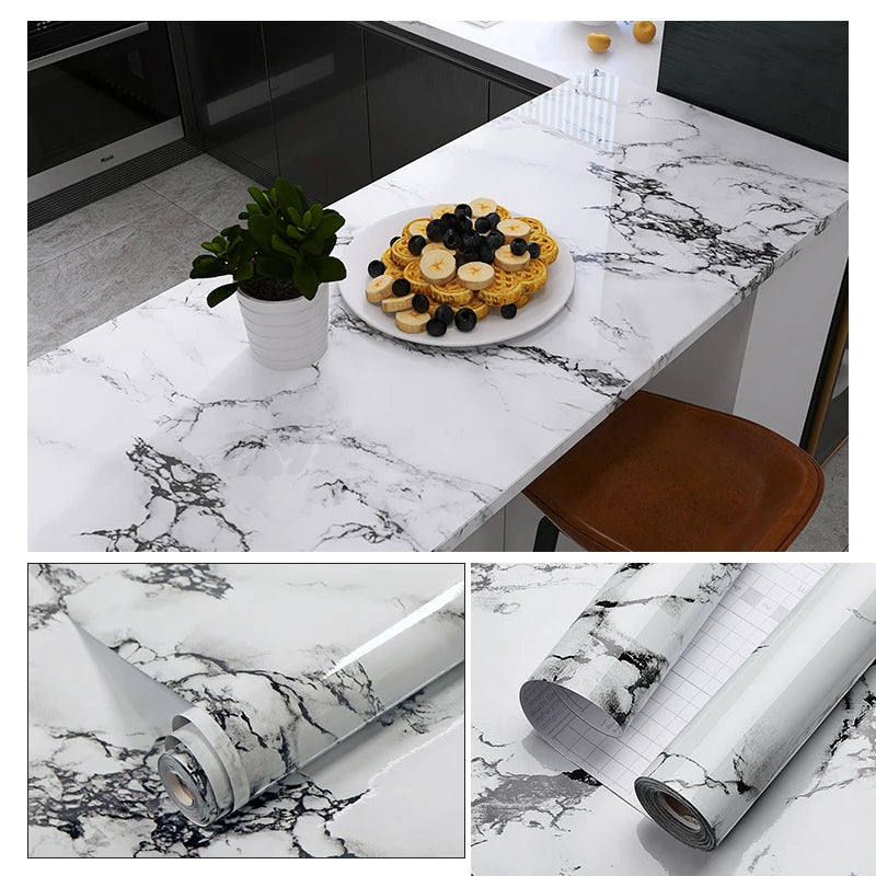 Kitchen living room waterproof and oil-proof sticker self-adhesive 40cm renovation marble thickened wallpaper wallpaper home