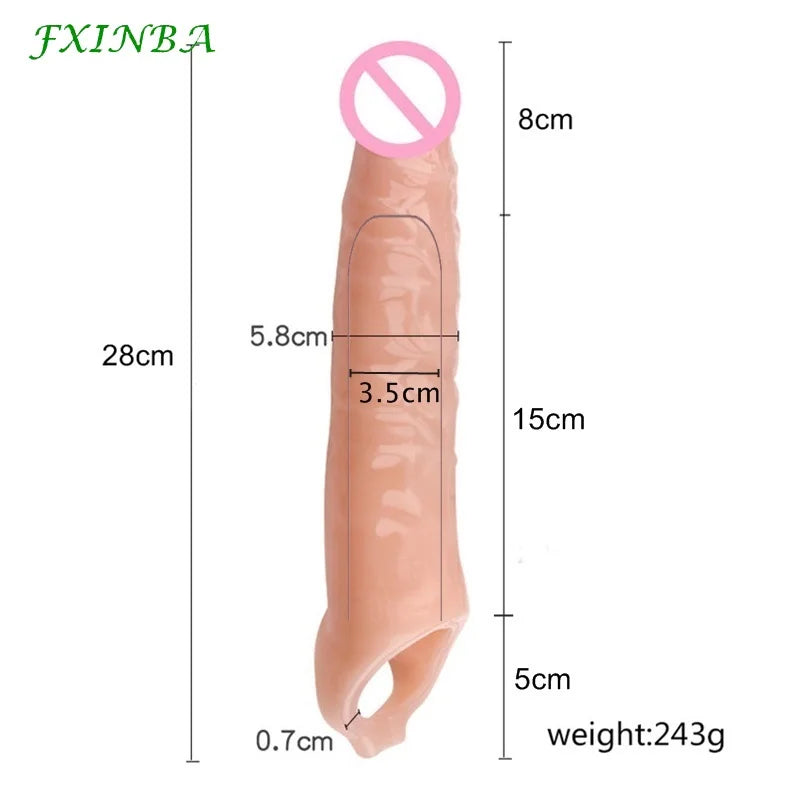 Realistic Penis Sleeve Extender huge Male Cock