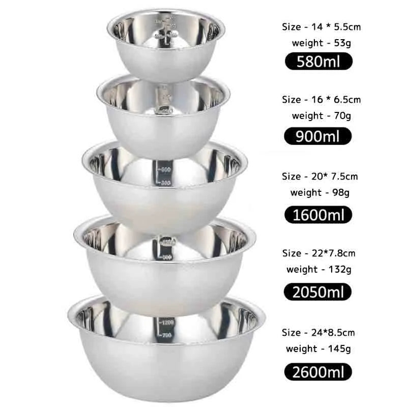 5pcs/Set Stainless Steel Mixing Bowls