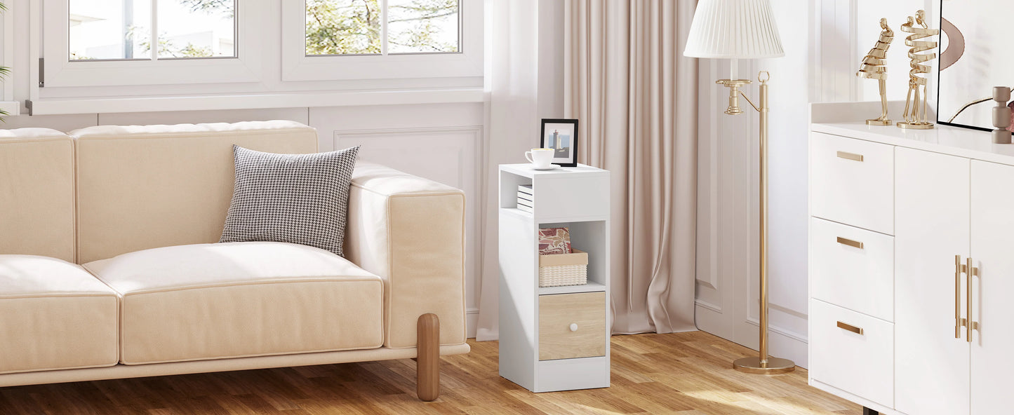 WOLTU 2PCS Narrow Bedside Table Nightstand with Open Shelves