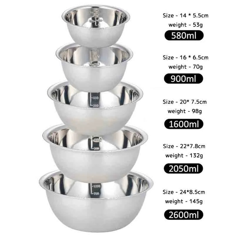 5pcs/Set Stainless Steel Mixing Bowls