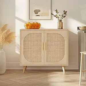ZHUXIANG Rattan Cabinet - Modern Storage Sideboard