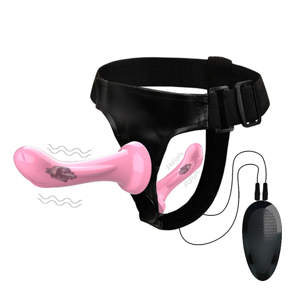 Double Dildo Vibrators For Lesbian Bondage Harness Strap On Sex Toys For Women