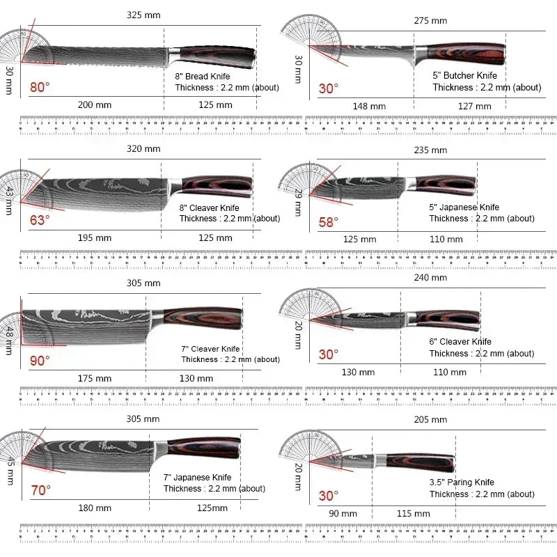 Laser Damascus Kitchen Knife
