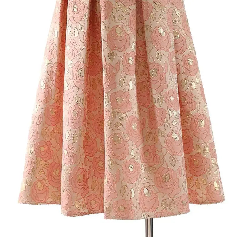 MVJT DAIR Women's Floral A-Line Midi Skirt