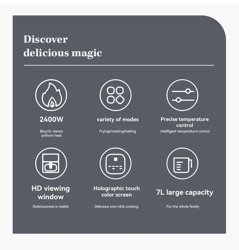 7L Electric Air Fryer Smart Multi-function Hot Convection Oven
