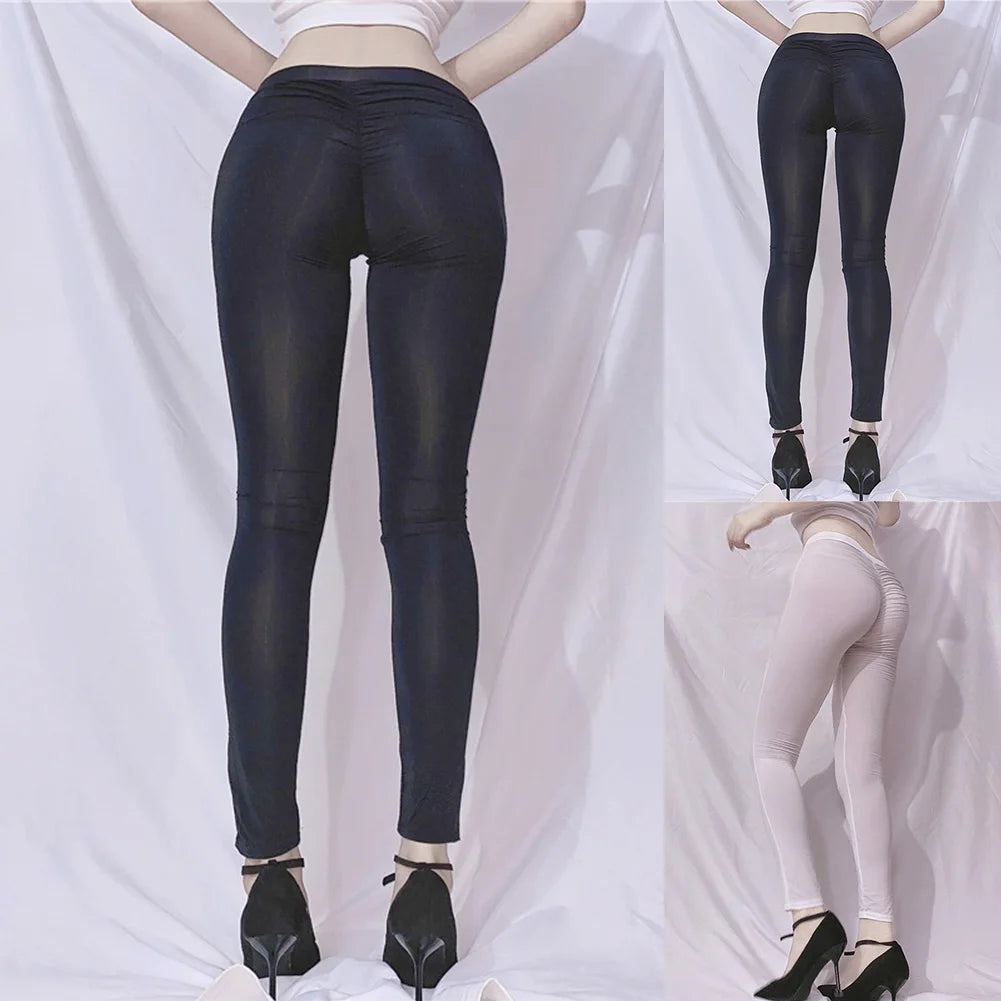 Women's High Waist Sheer Nylon Leggings