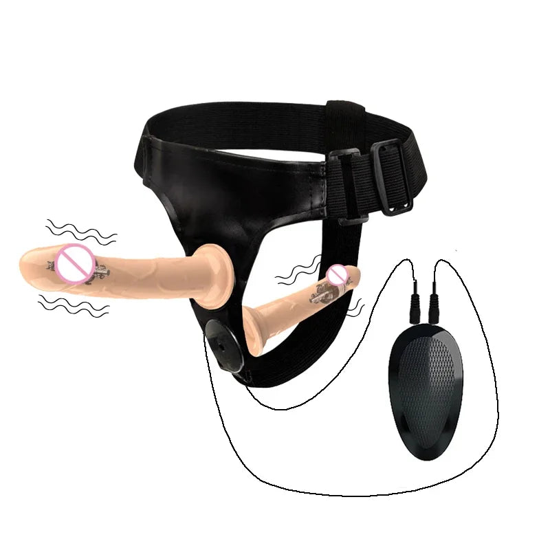 Harness Strap-On 2 Vibration Realistic Dildos Anal G-spot Stimulation