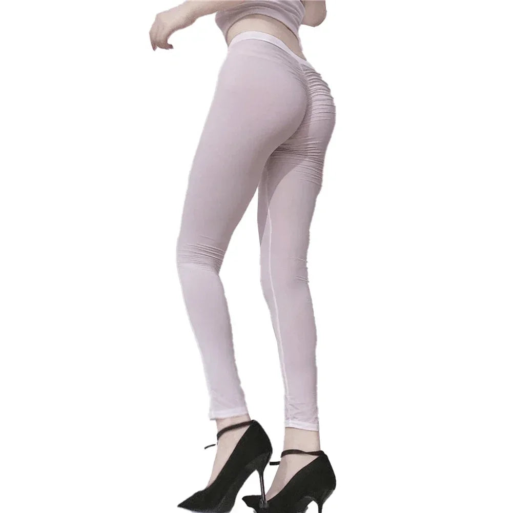 Women's High Waist Sheer Nylon Leggings