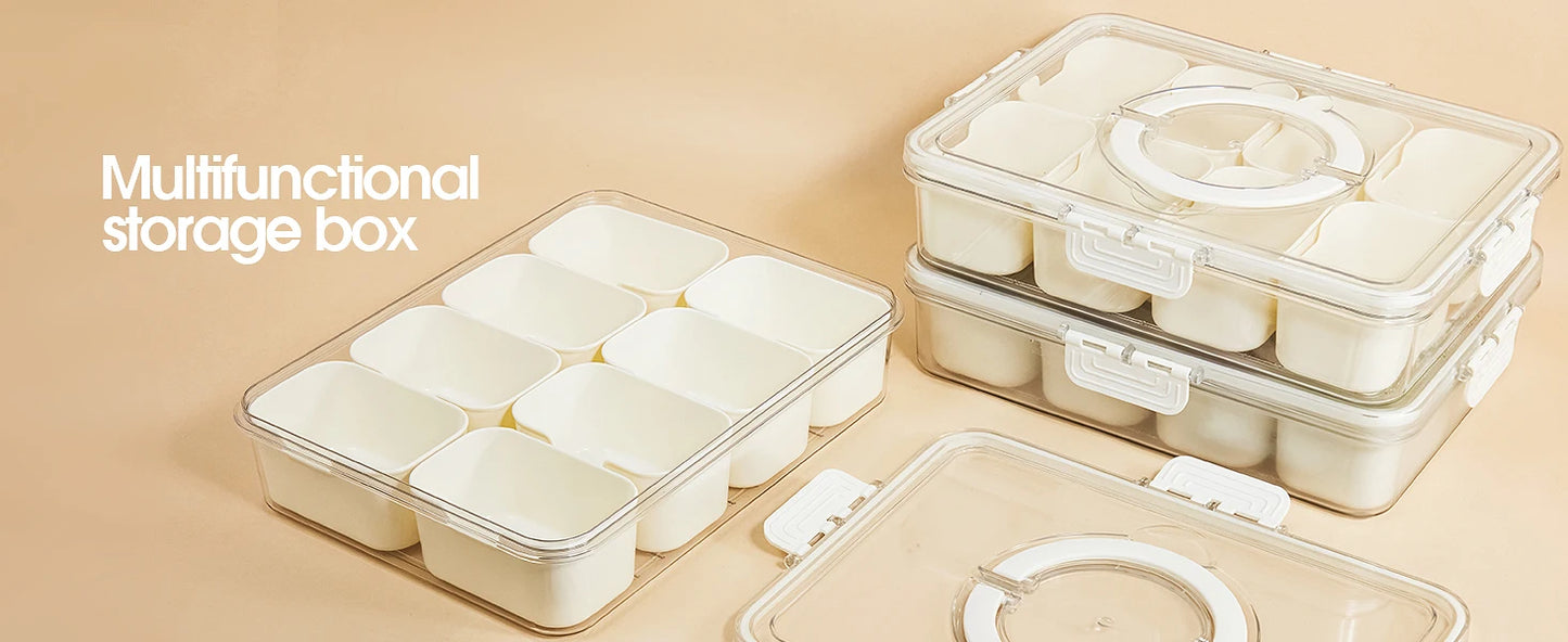 Premium Divided Serving Tray with Secure Lid and Ergonomic Handle