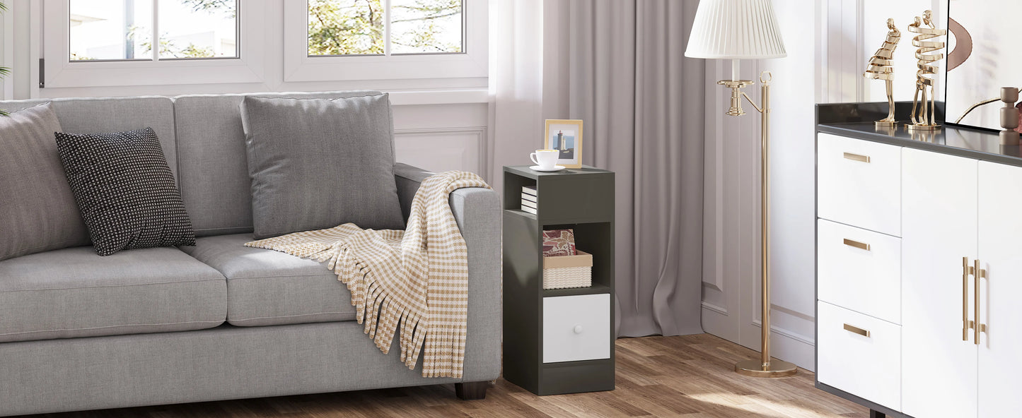 WOLTU 2PCS Narrow Bedside Table Nightstand with Open Shelves