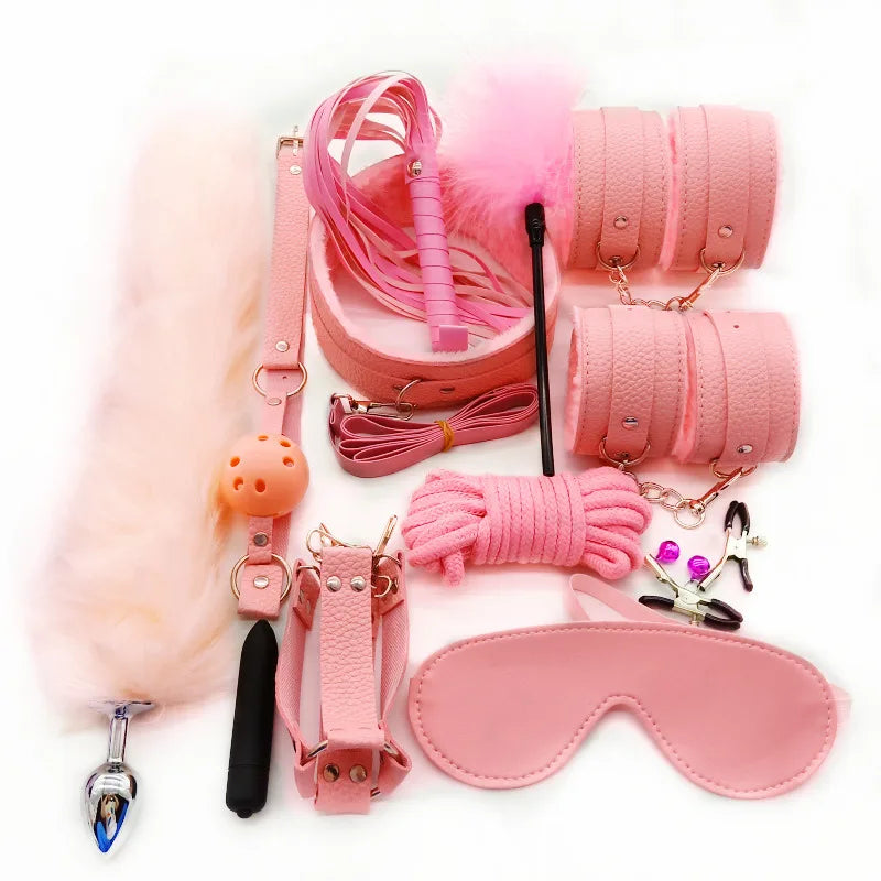 Sex Products BDSM Bondage Set Handcuffs Anal plug Tail