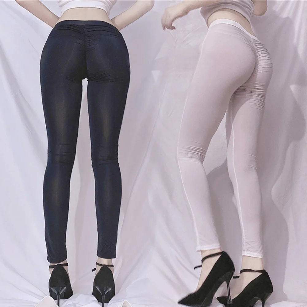 Women's High Waist Sheer Nylon Leggings