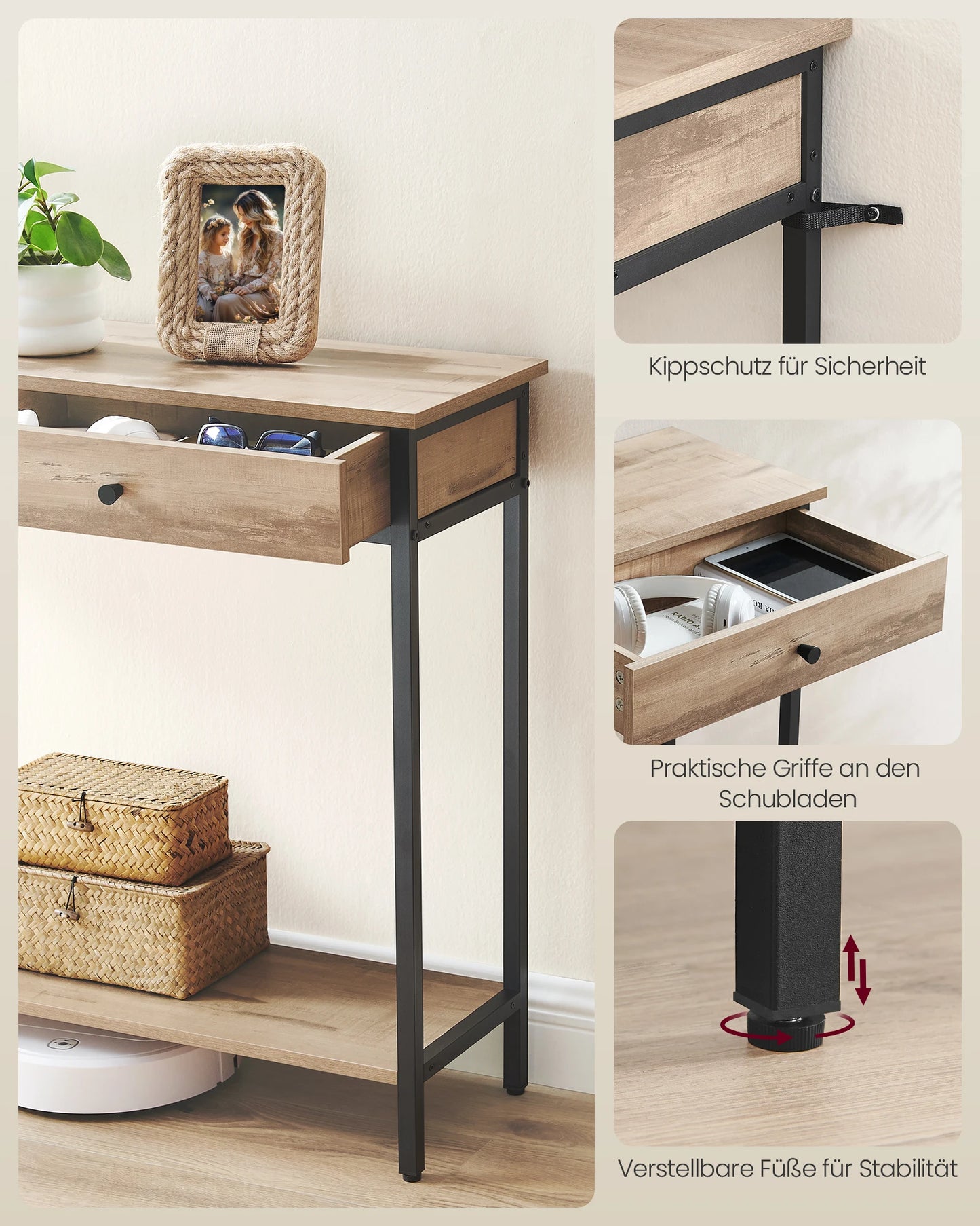 VASAGLE Industrial Console Table