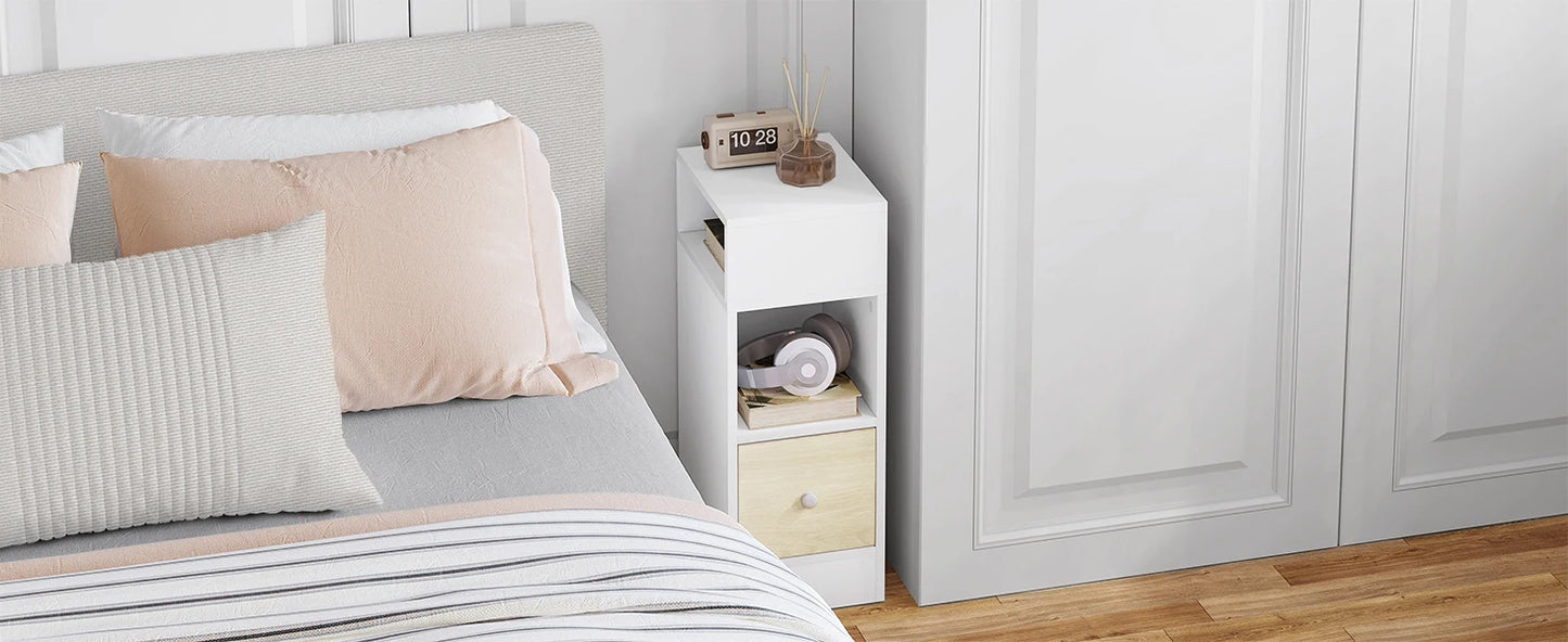 WOLTU 2PCS Narrow Bedside Table Nightstand with Open Shelves