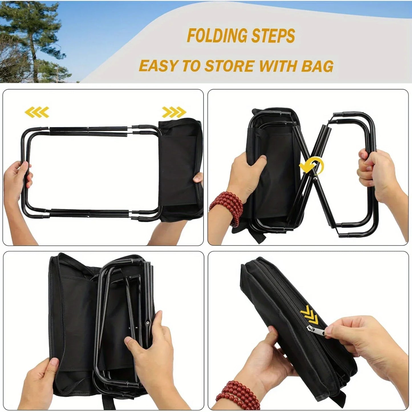 Abay Lightweight Folding Camping Chair - Portable Carbon Steel