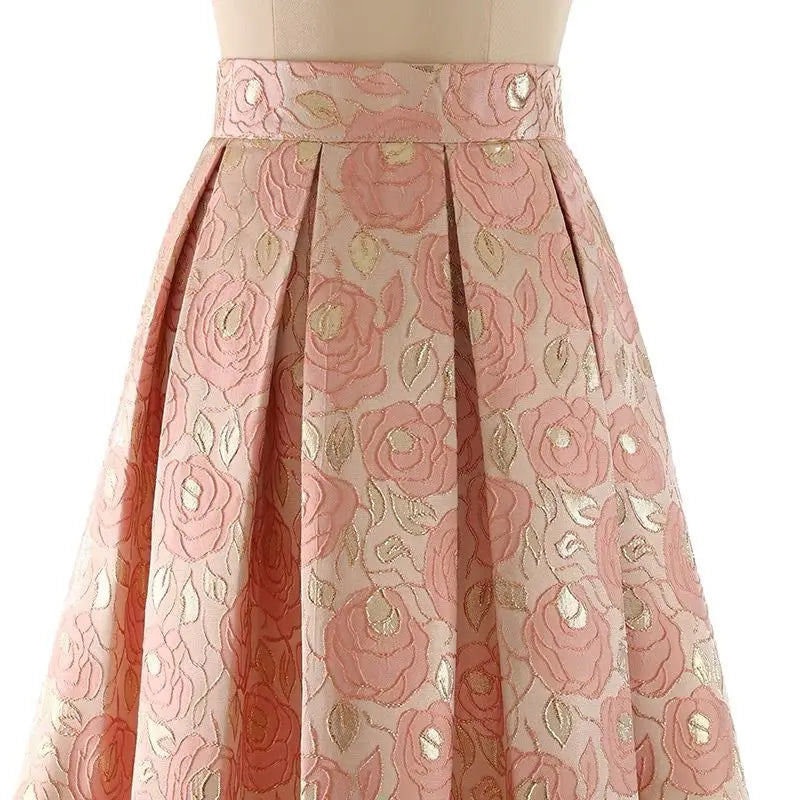 MVJT DAIR Women's Floral A-Line Midi Skirt