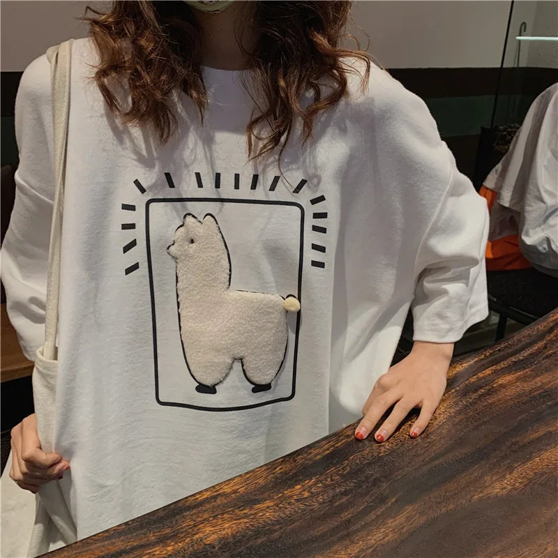 Baggy All-match T-shirts Women Casual Summer Korean Fashion