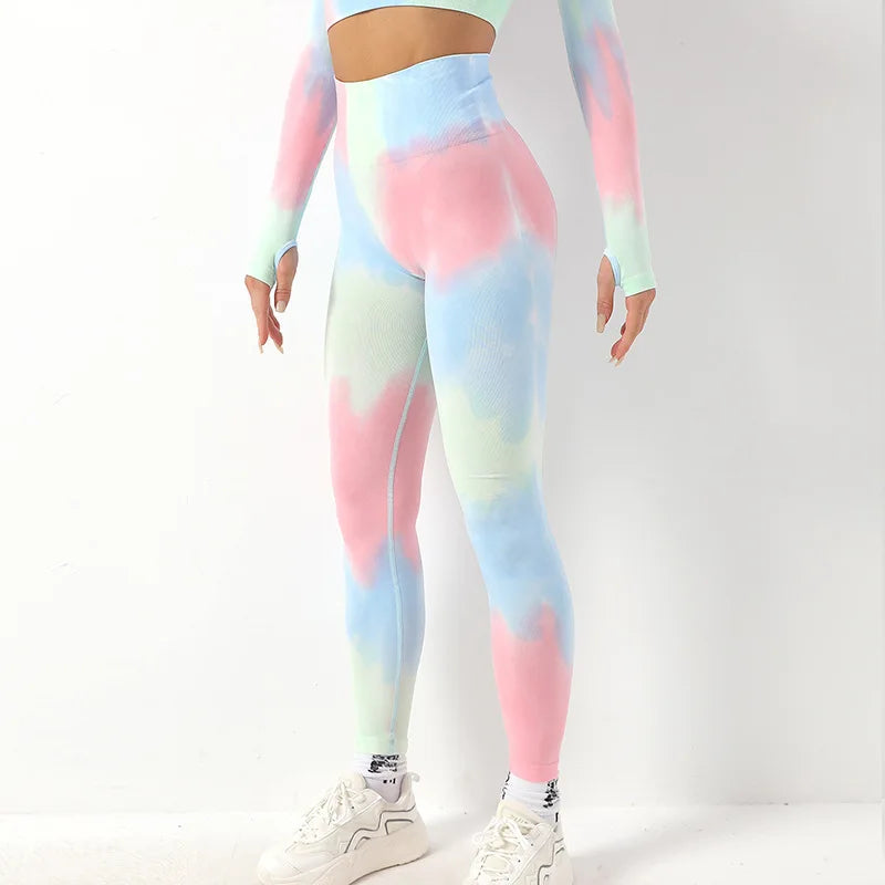 Mrs win Tie Dye Yoga Pants High Waist Leggings