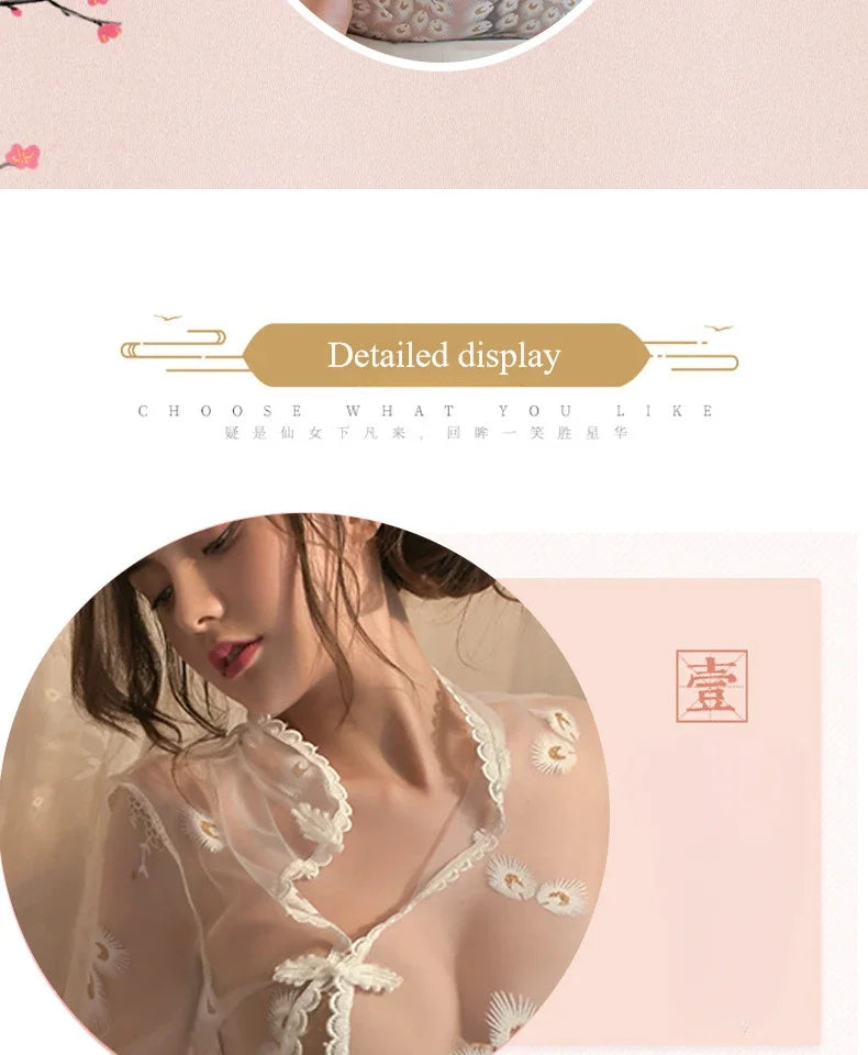 Sexy Lingerie Women Sexy Uniform Set Mesh Cheongsam Cosplay