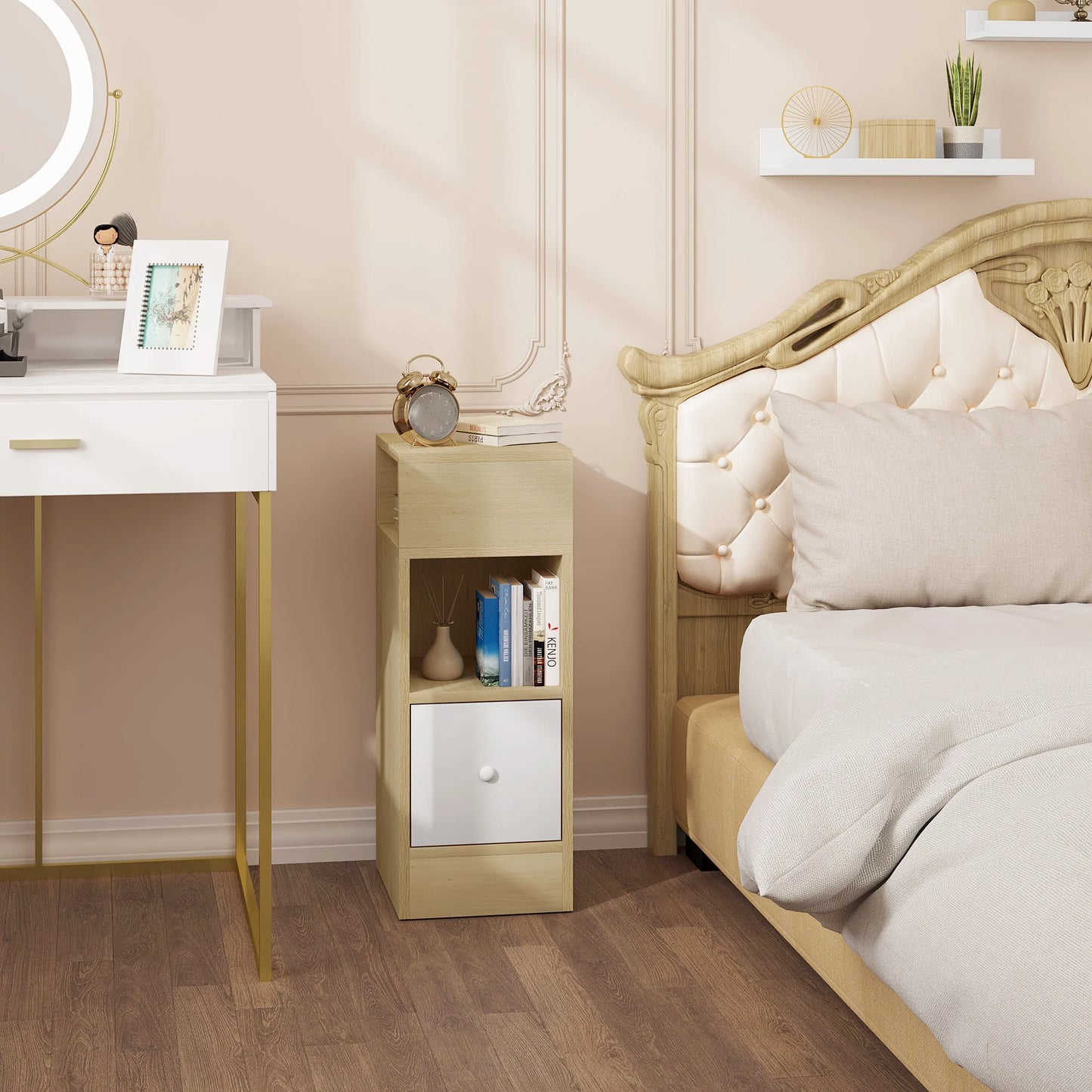 WOLTU 2PCS Narrow Bedside Table Nightstand with Open Shelves