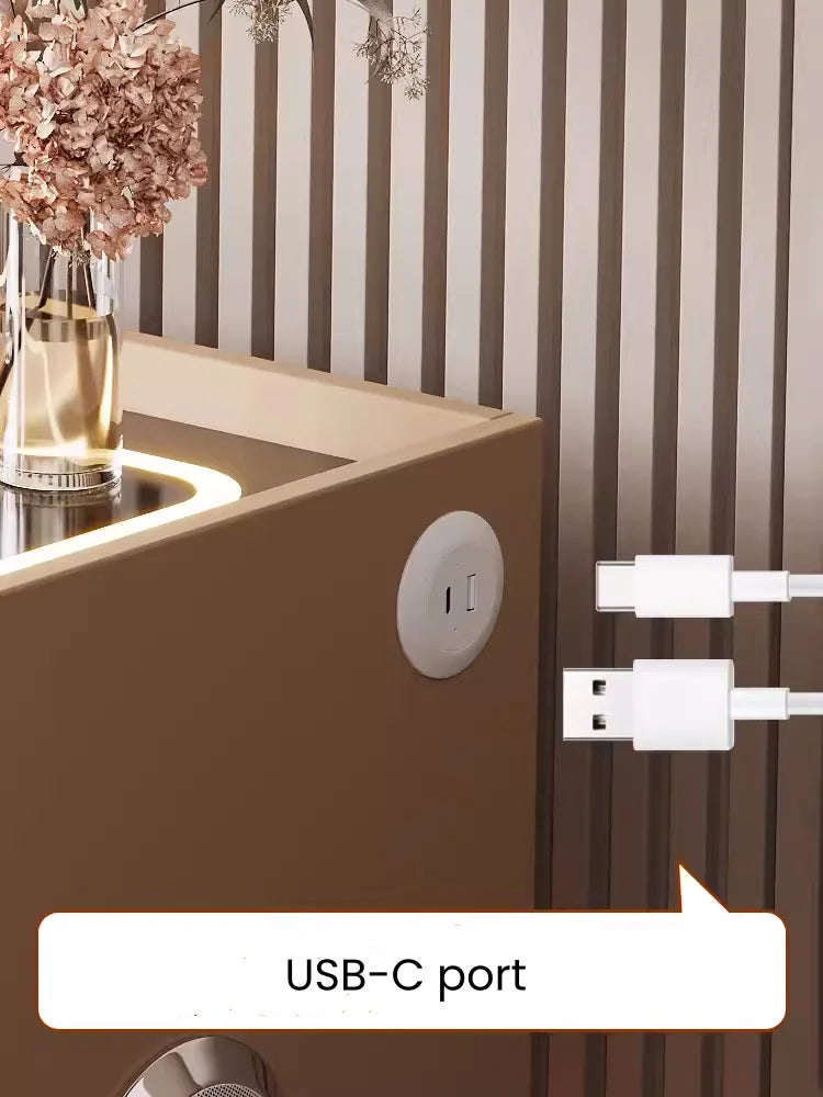 Smart Solid Wood Nightstand with Wireless Charging