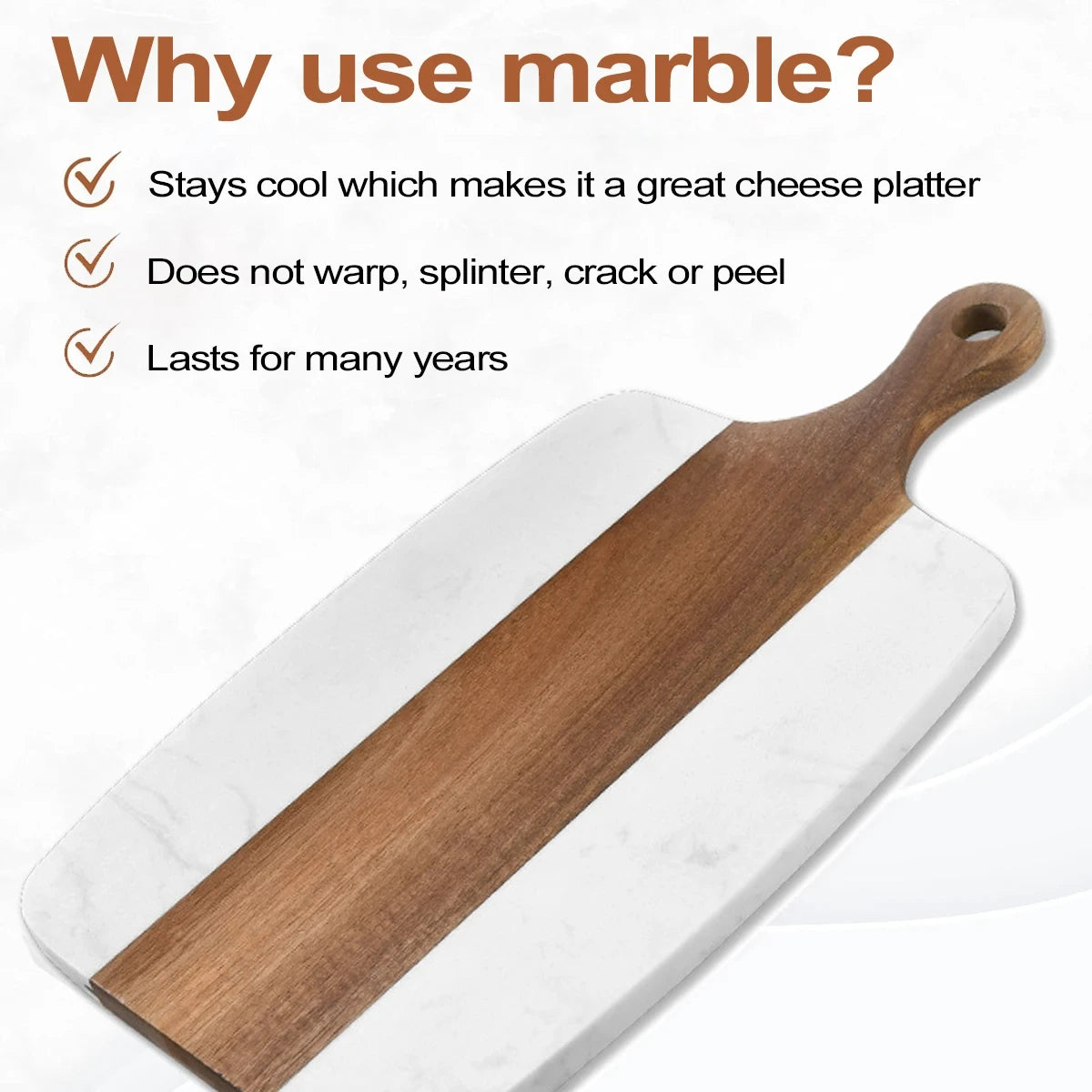 Elegant Wooden and Marble Cutting Board, Stylish and Durable Cutting Board, Perfect for Slicing and Serving Cheese or Meats