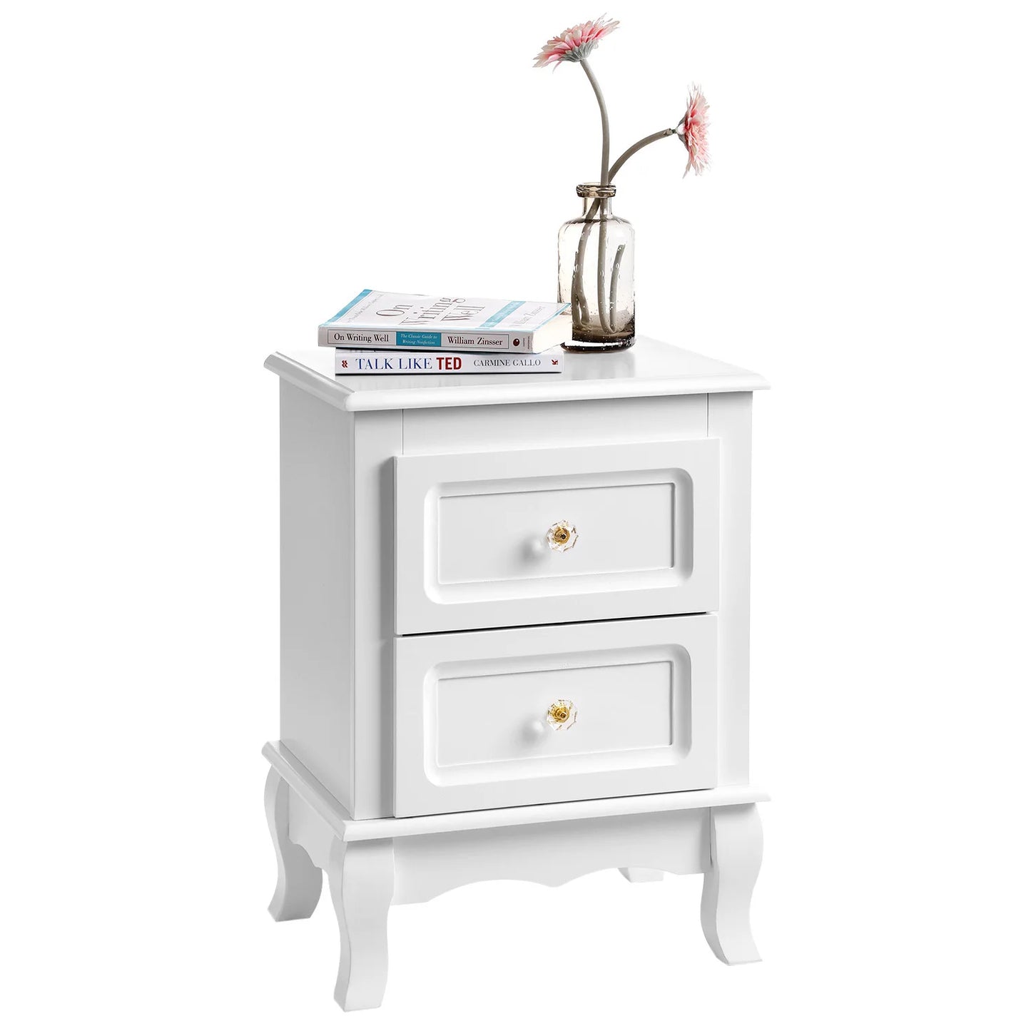 VASAGLE bedside table, each with 2 drawers, pine legs, 2 pieces