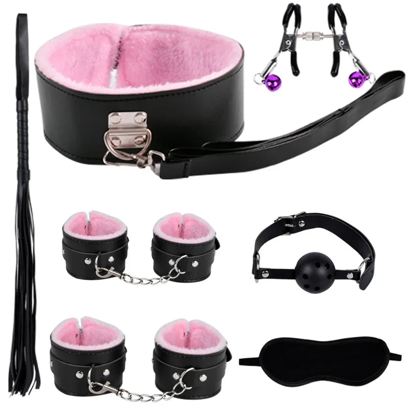 Sm Adult Sex Toys Leather Seven-piece Set Couple Alternative Toys