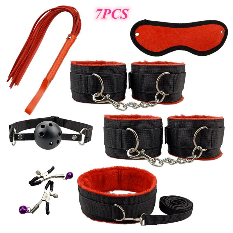 Sex Products BDSM Bondage Set Handcuffs Anal plug Tail