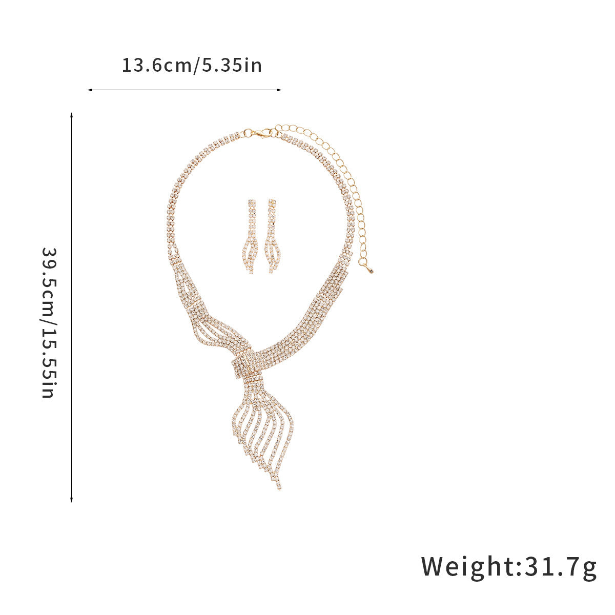 Diamond Treatment Clavicle Chain Jewelry Set