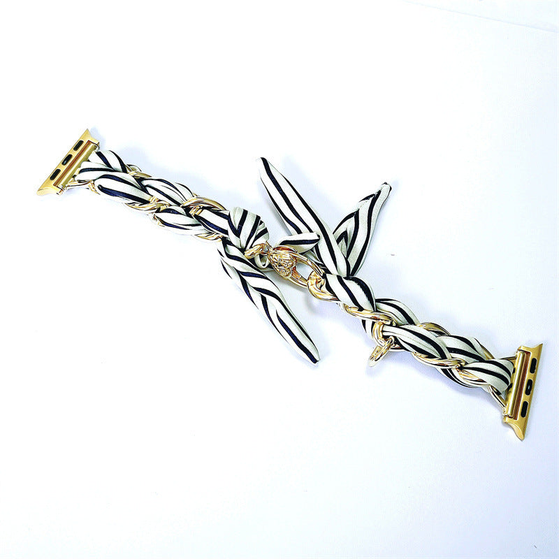 Silk Scarf Metal Watch Strap