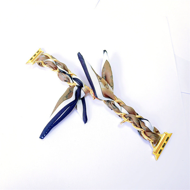 Silk Scarf Metal Watch Strap