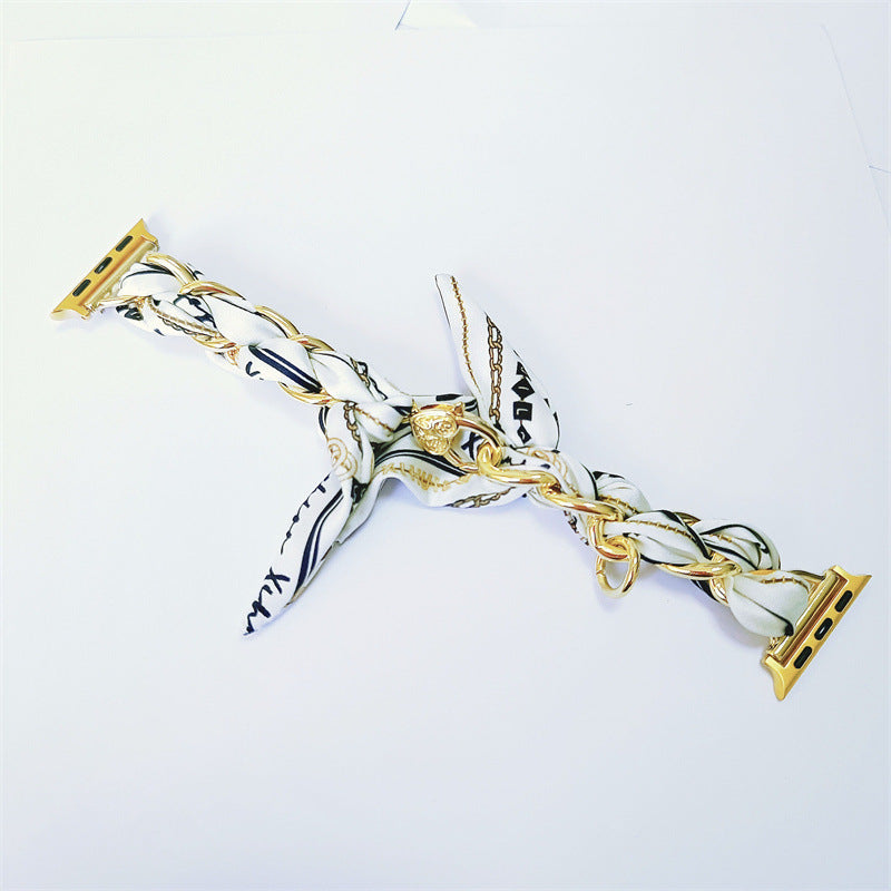 Silk Scarf Metal Watch Strap