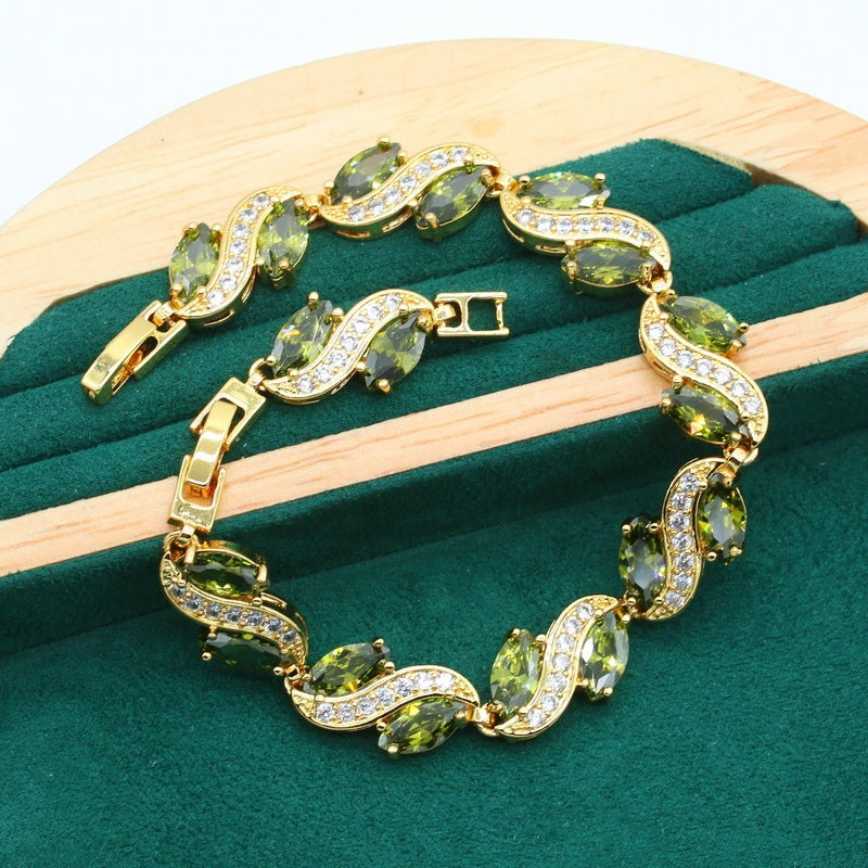 Olive Green Retro Jewelry Set