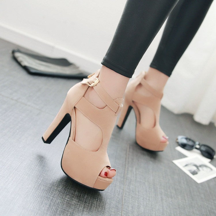Roman Style Suede Sandals - Fish Mouth