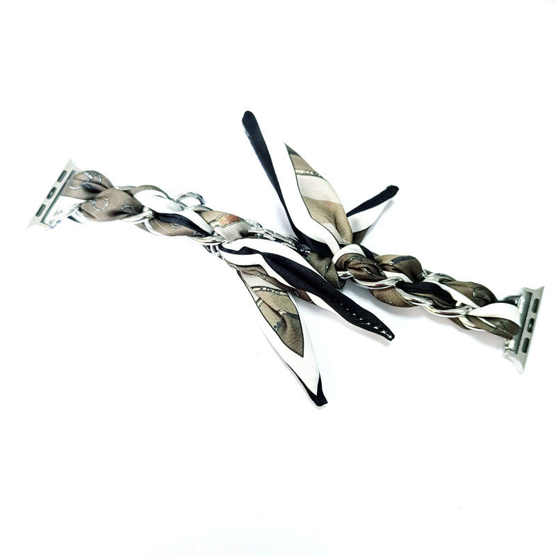 Silk Scarf Metal Watch Strap