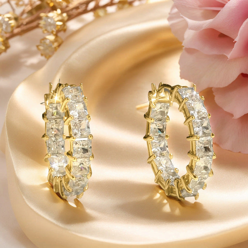 Natural Copper Zircon Circle Earrings