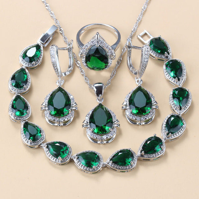 Diamond Treated Copper Jewelry Set - 4 Piece