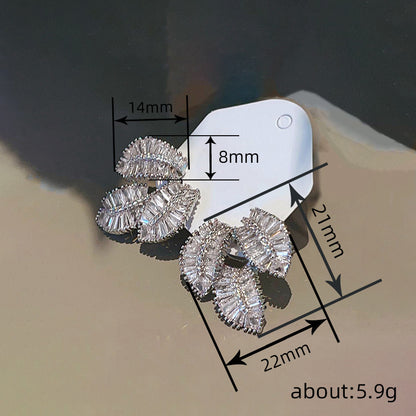 Zircon Leaf Geometric Niche Earrings