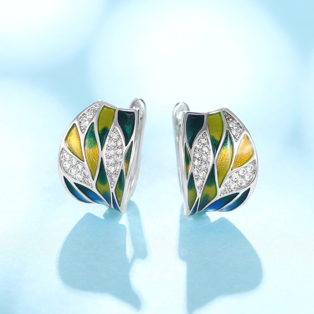 Dripping Oil Leaf Pastoral Earrings